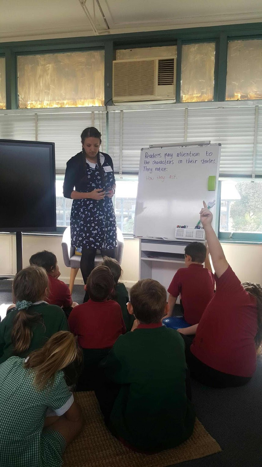 Caity in her classroom