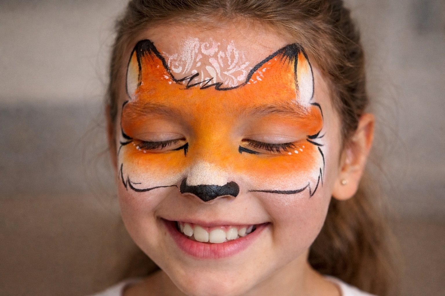 Watercolour fox face paint design