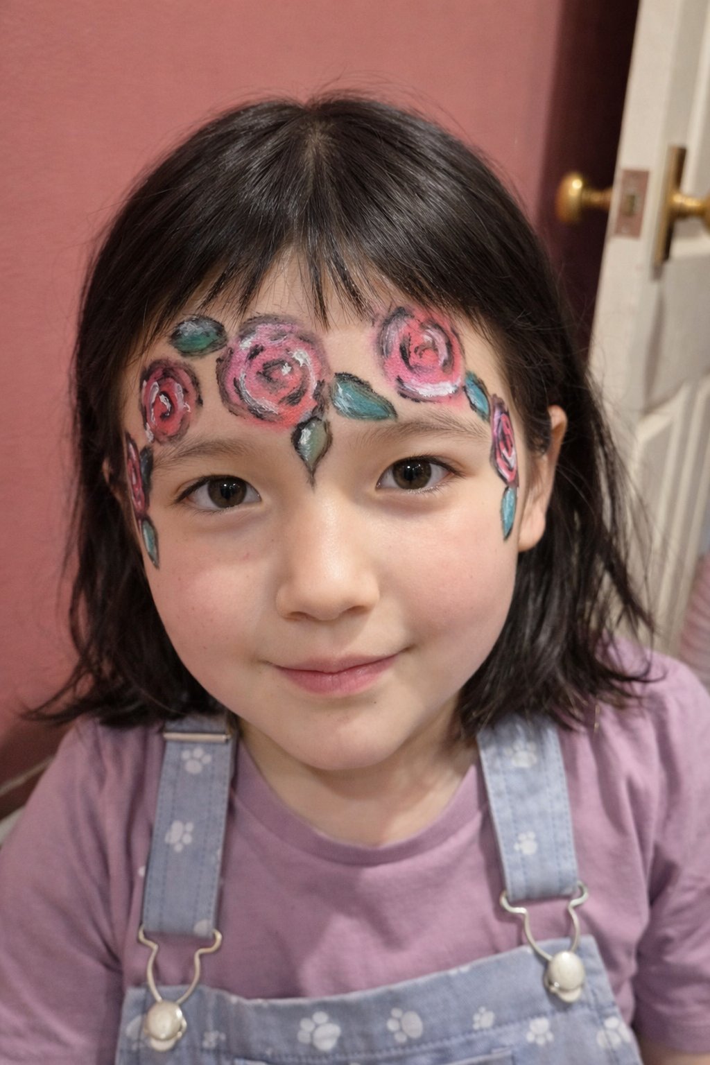 Pink roses face paint design